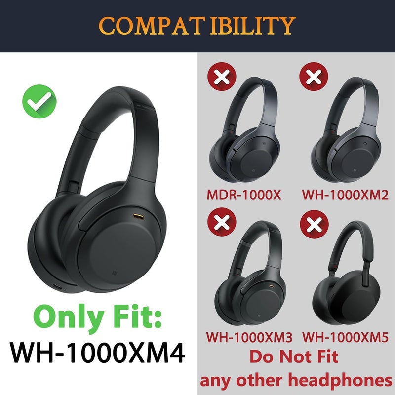 SoloWIT Replacement Earpads for Sony WH-1000XM4 (WH1000XM4) Headphones, Ear Pads Cushions with Noise Isolation Foam, Added Thickness, Without Affecting Sensor - Black - Image 2
